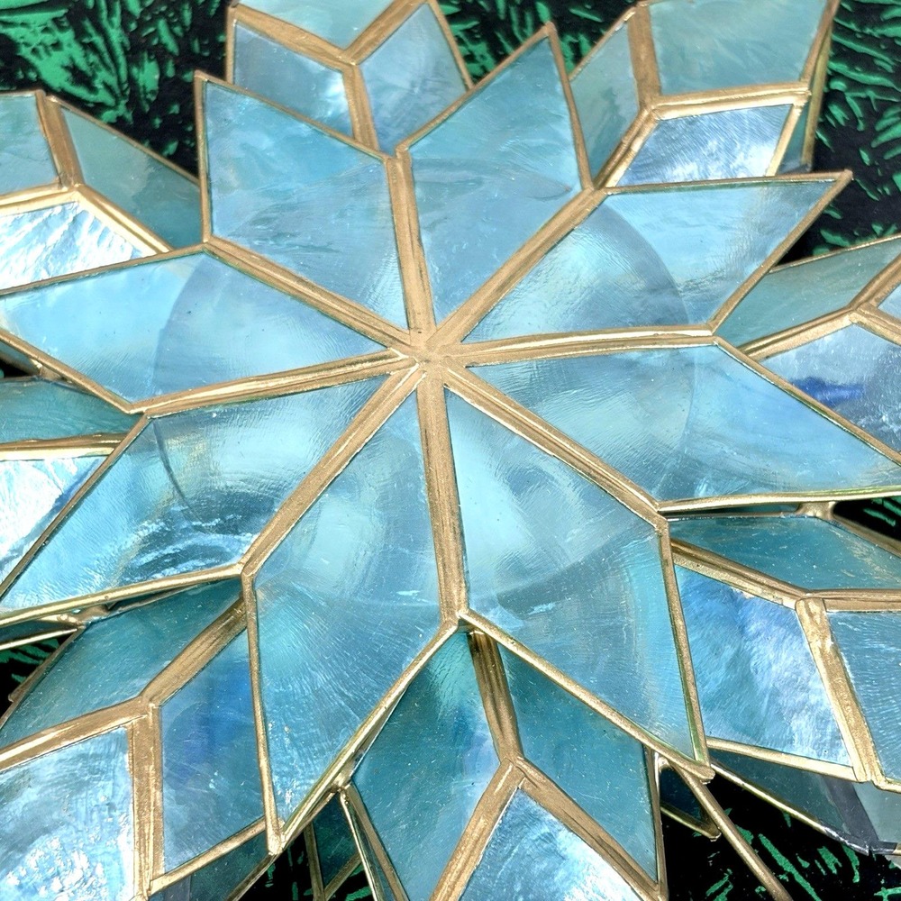 Vintage Kurt Adler Electric Tree Topper Star Stain Glass Style Plastic Blue Gold - Picture 3 of 10